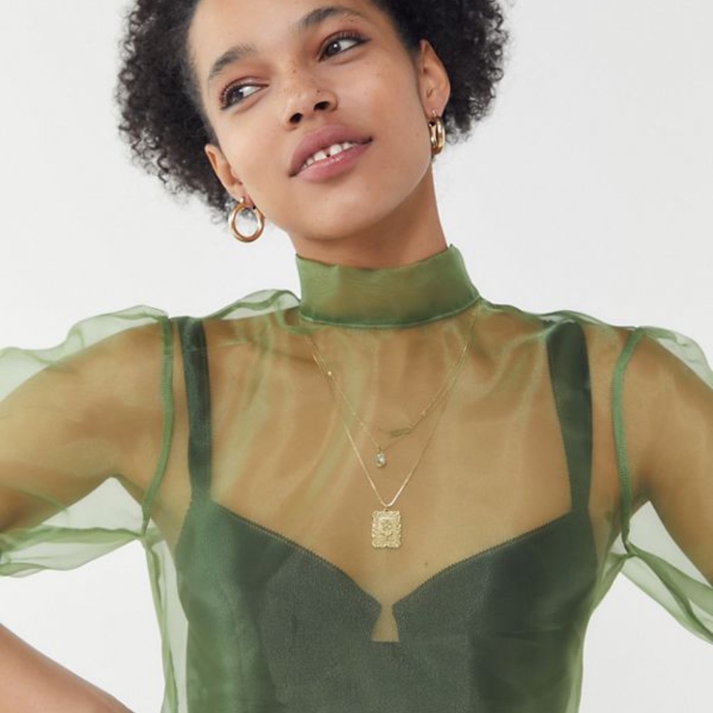 Urban Renewal Remnants Organza Mock Neck Top